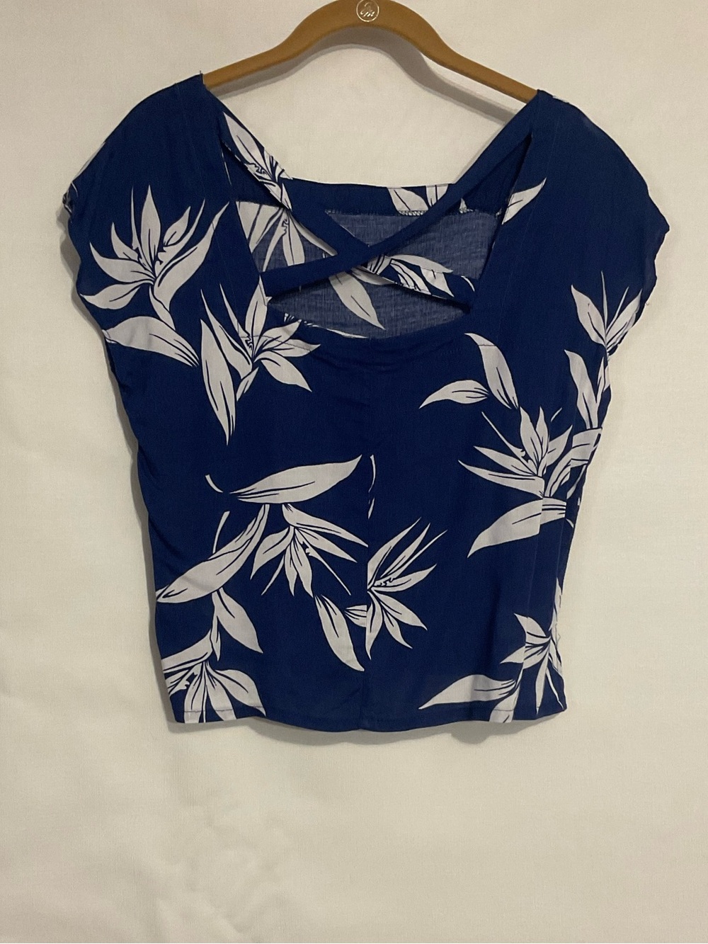 California krush VTG Hawaiian Bird of Paradise Flower Criss Cross Back Top Small - Picture 6 of 6